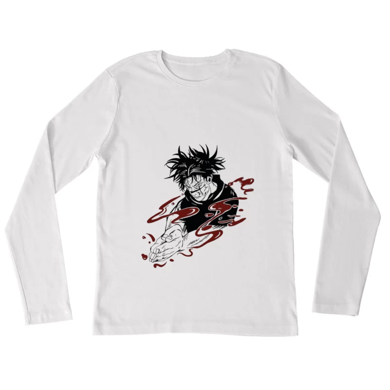 Anime-Charakter mit rotem Effekt Damen Langarm T-Shirt