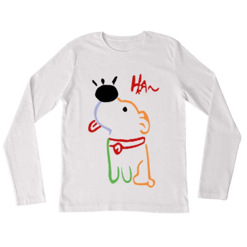 Lustiger Hund mit rotem Halstuch Damen Langarm T-Shirt