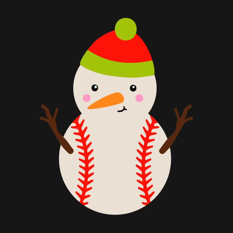 Bonhomme de neige en forme de balle de baseball Femme T-Shirt