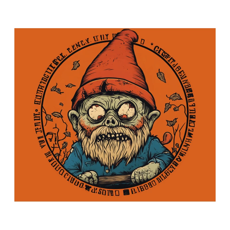 Creepy Halloween Zombie Gnome Circular Illustration Tapestry