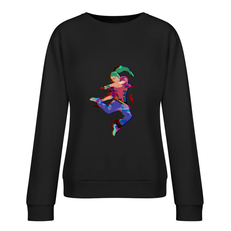 Animierter Kämpfer in Bewegung Damen Pullover Sweatshirt