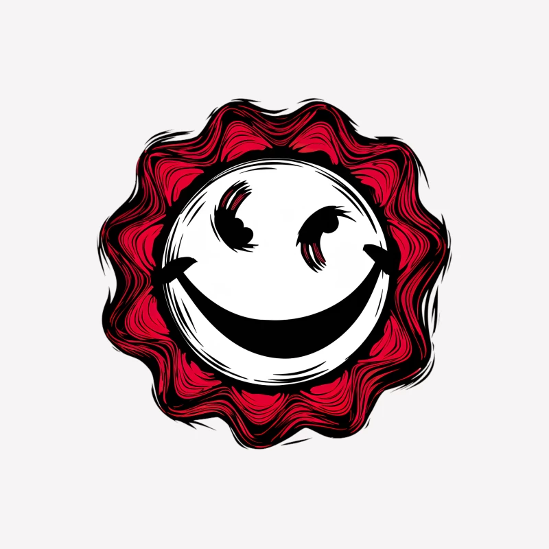 Visage souriant avec un motif à rayons Femme T-Shirt