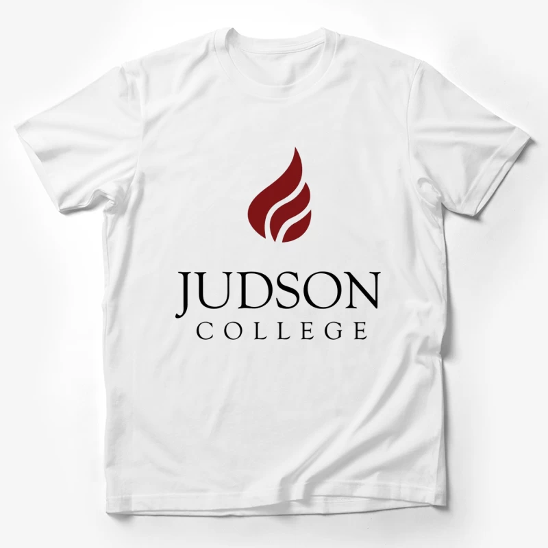 Judson College Educational Institution Logo with Red Flame Symbol Male T-Shirt