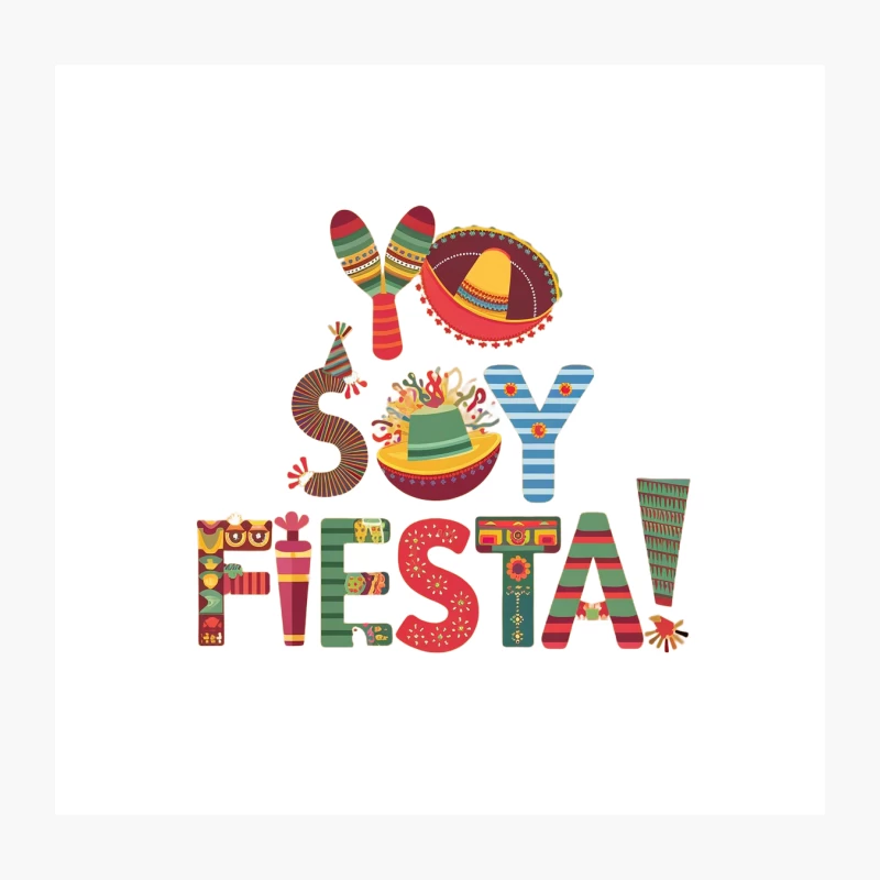 Colorful Mexican Fiesta Celebration Typography Throw Pillow