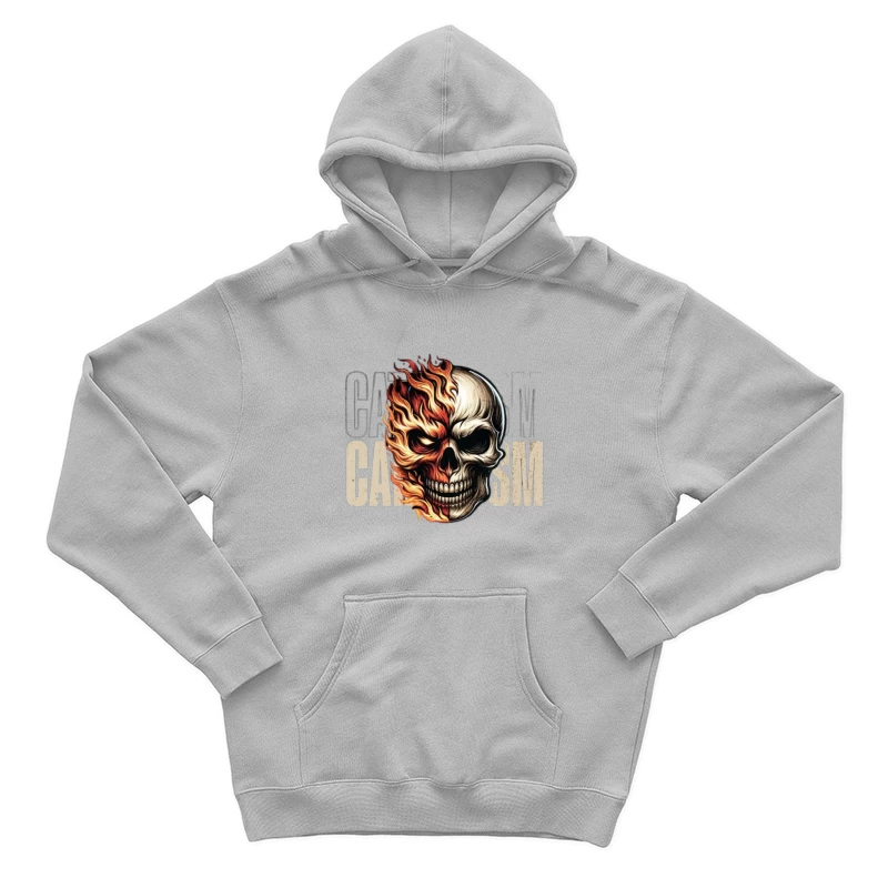 Burning Skull Gothic Flame Design Male Pullover Hoodie