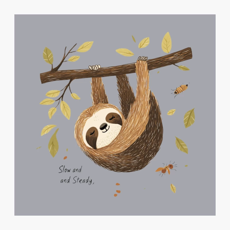 Cute Cartoon Sloth: Slow and Steady in Nature Pin