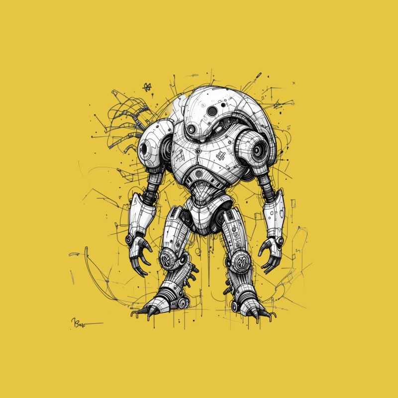 Futuristic Mechanical Robot Illustration