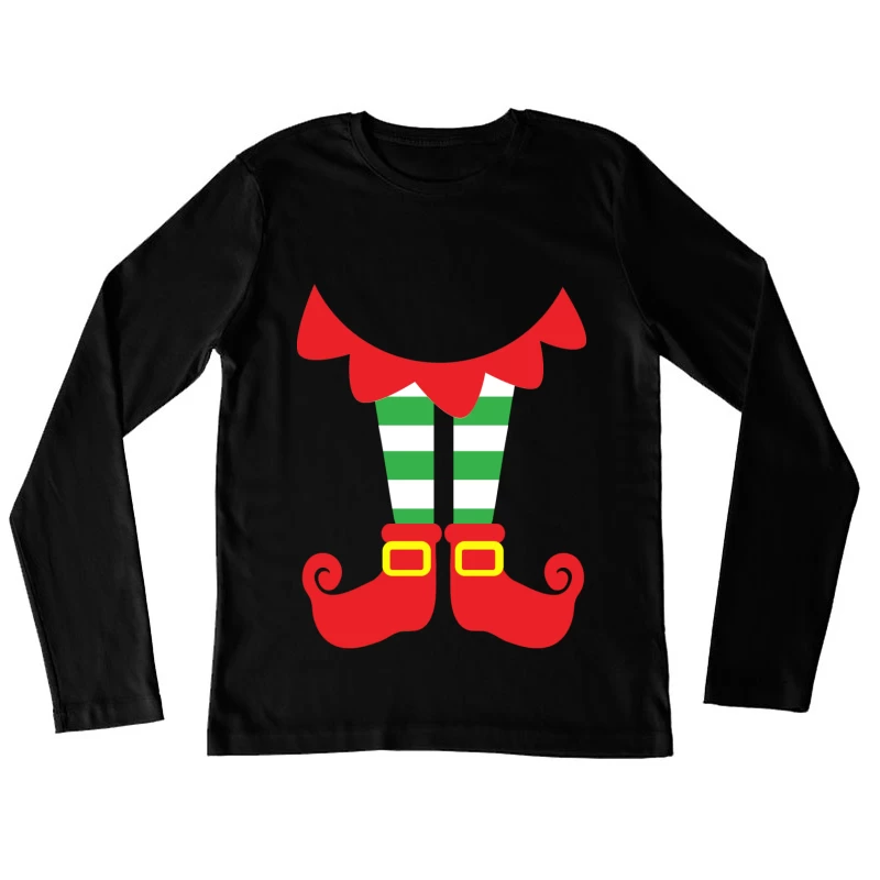 Jambes de lutin avec chaussettes rayées Femme Manches Longues T-Shirt