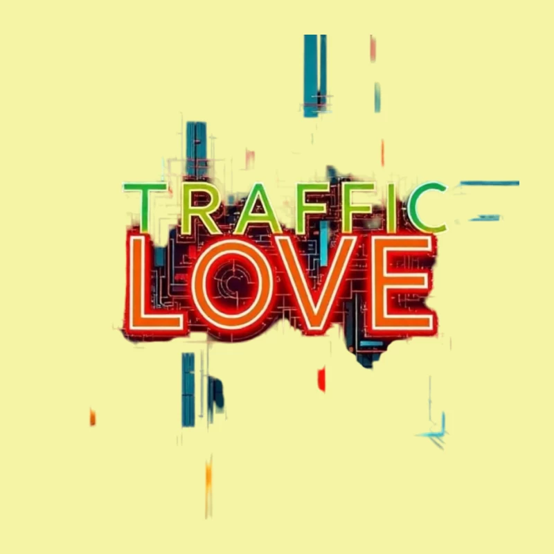 Neon Traffic Love Typography with Glitch Effect Pin