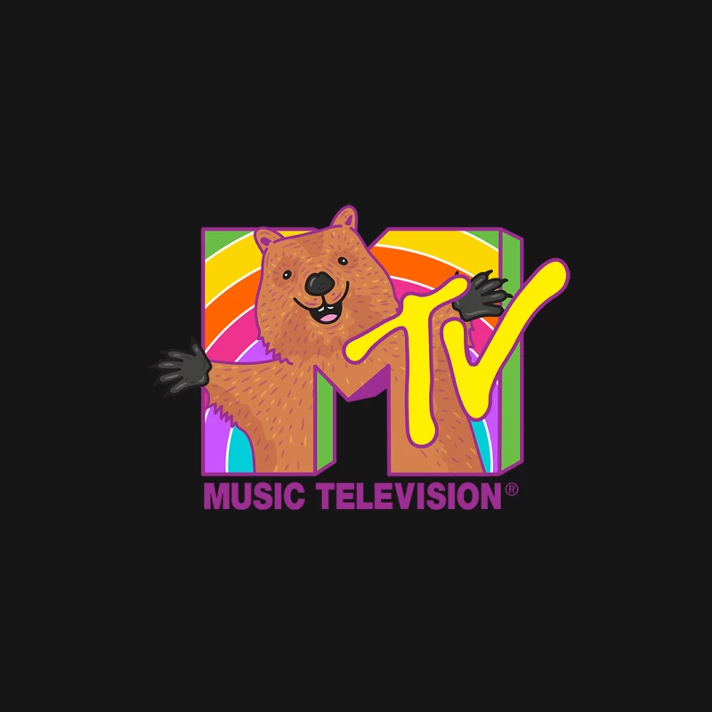 Kreatives MTV-Logo mit Bär und Regenbogen Herren T-Shirt