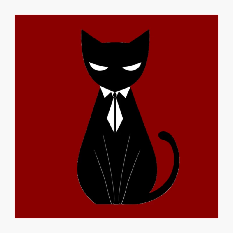 Stylized Business Cat Silhouette with Tie Pin