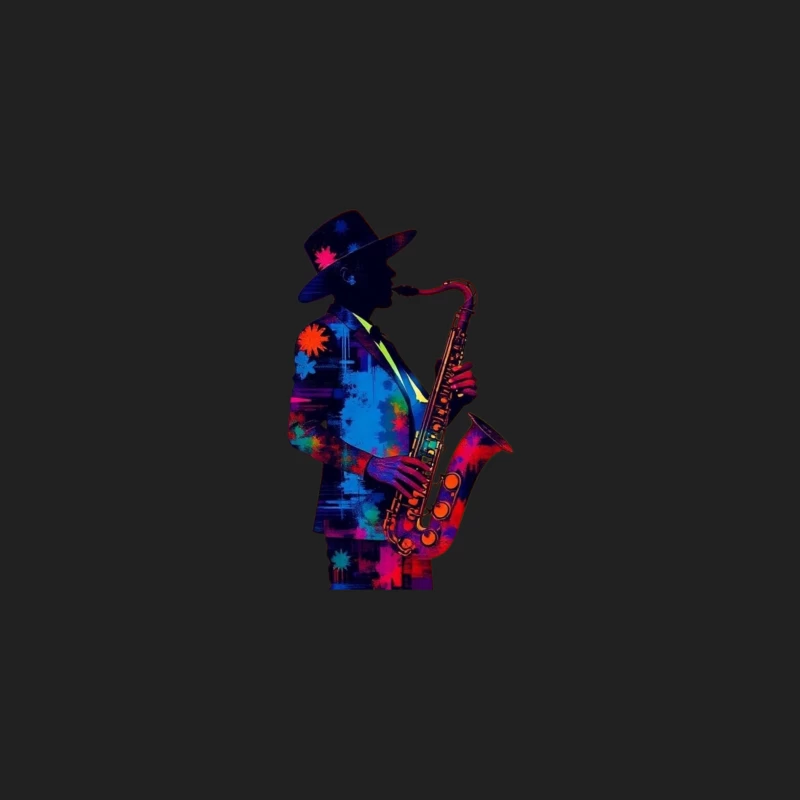 Colorful Saxophonist Silhouette Bucket Hat