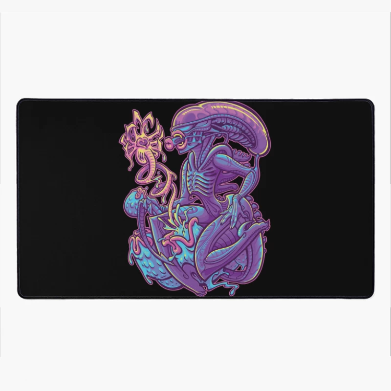 Colorful Surreal Alien Creature in Digital Art Desk Mat