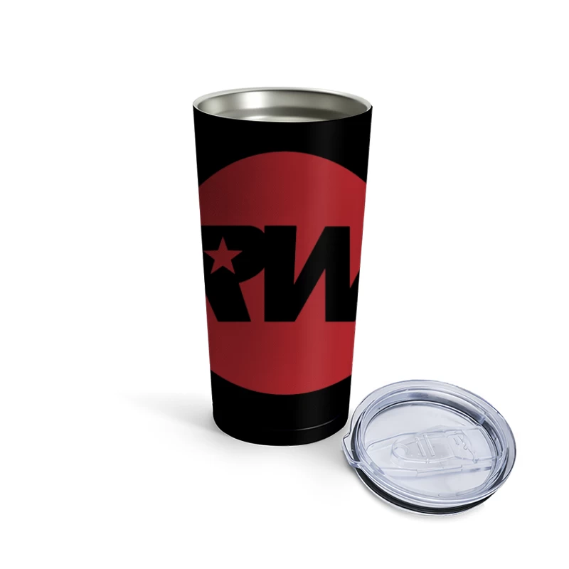 Red and White RW Star Logo Design Travel Mug