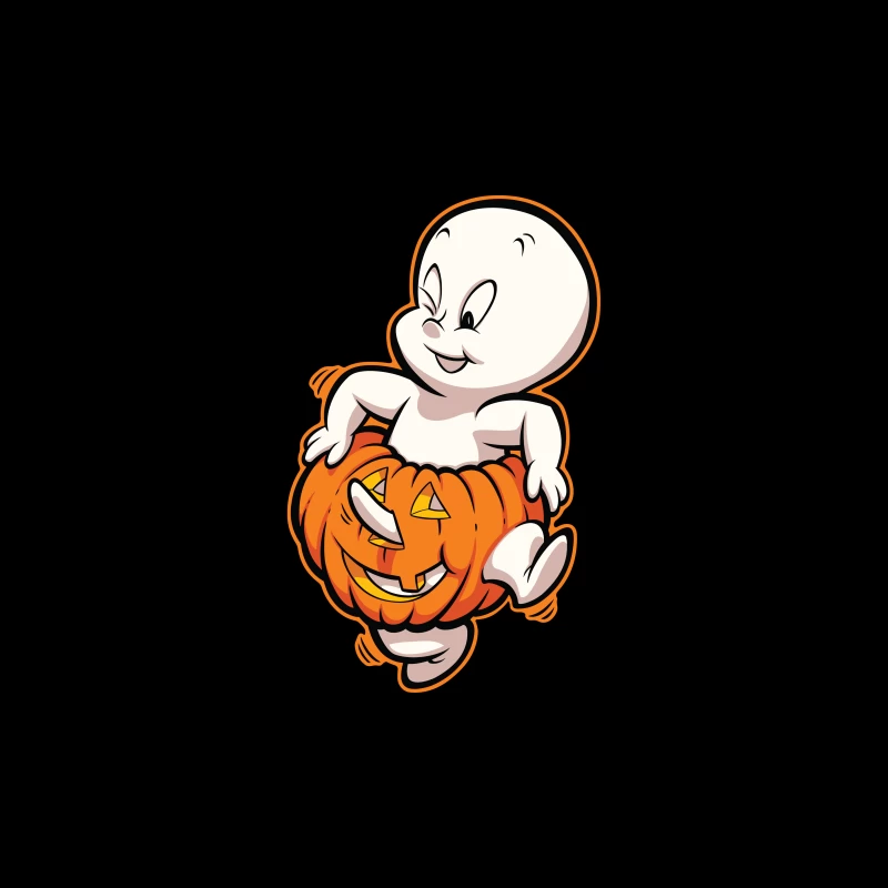 Casper the Friendly Ghost in a Pumpkin Costume Travel Mug