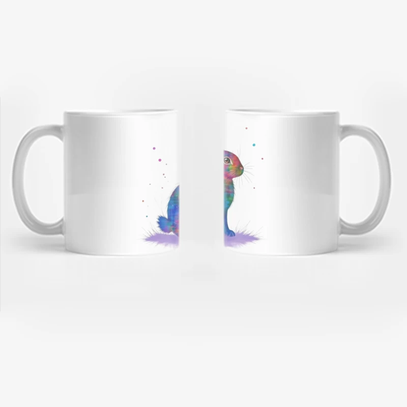 Vibrant Watercolor Geometric Rabbit Art Coffee Mug