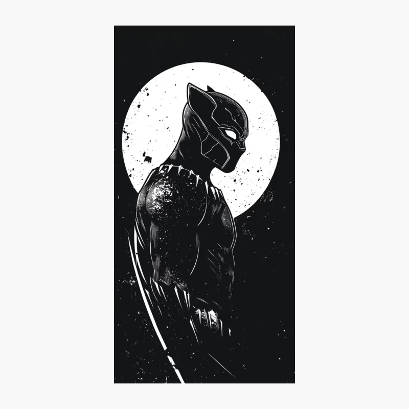 Moonlit Silhouette of Black Panther: Marvel's Iconic Superhero iPhone Case
