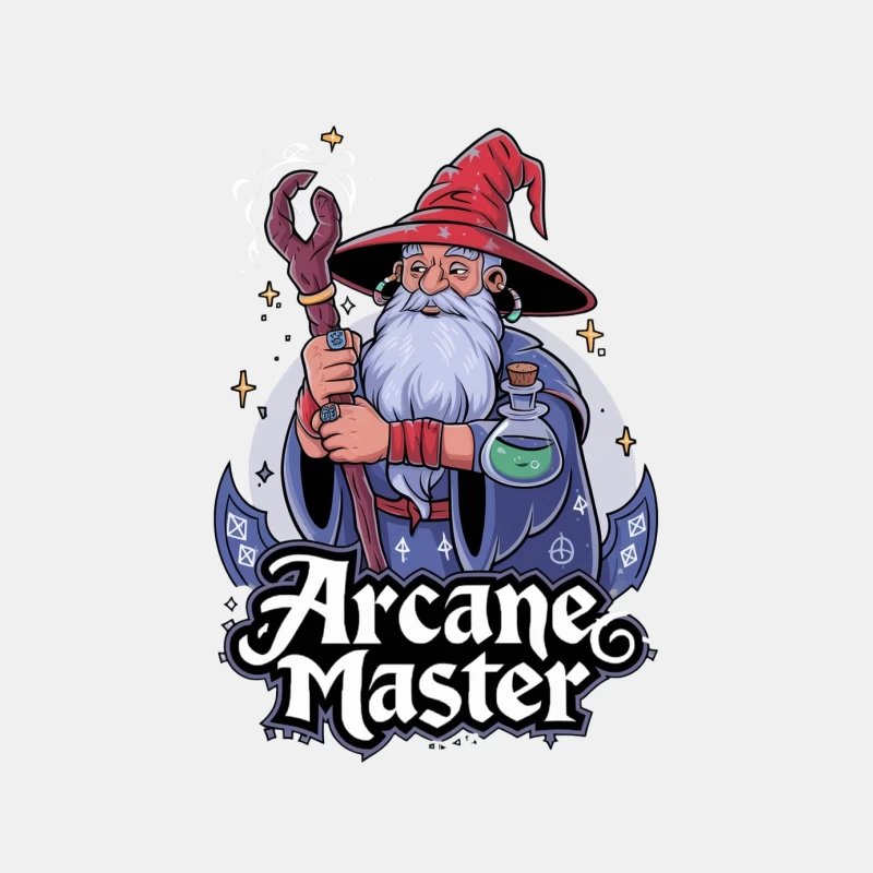 Arcane Master: Whimsical Cartoon Wizard with Magic Potion Male Tank Top