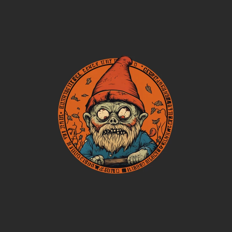 Creepy Halloween Zombie Gnome Circular Illustration Baseball Cap