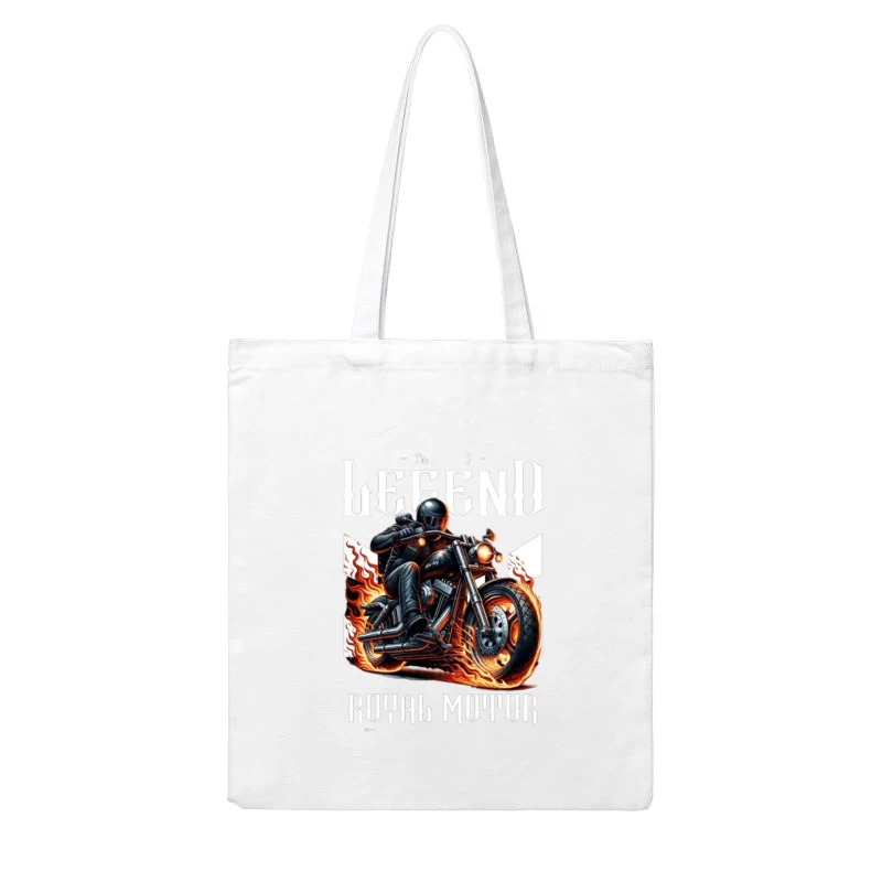 Legendary Flaming Royal Motor Black Motorcycle Illustration Cotton Tote Bag