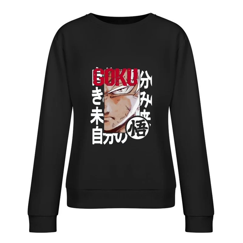 Goku Anime-Design mit Schriftzeichen Damen Pullover Sweatshirt