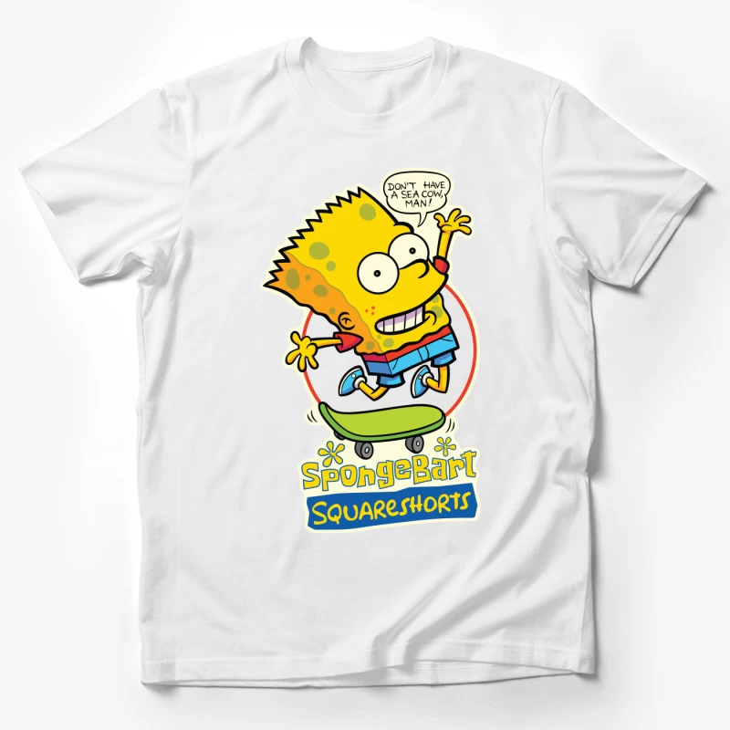 SpongeBart Squareshorts Skateboarding Character Male T-Shirt