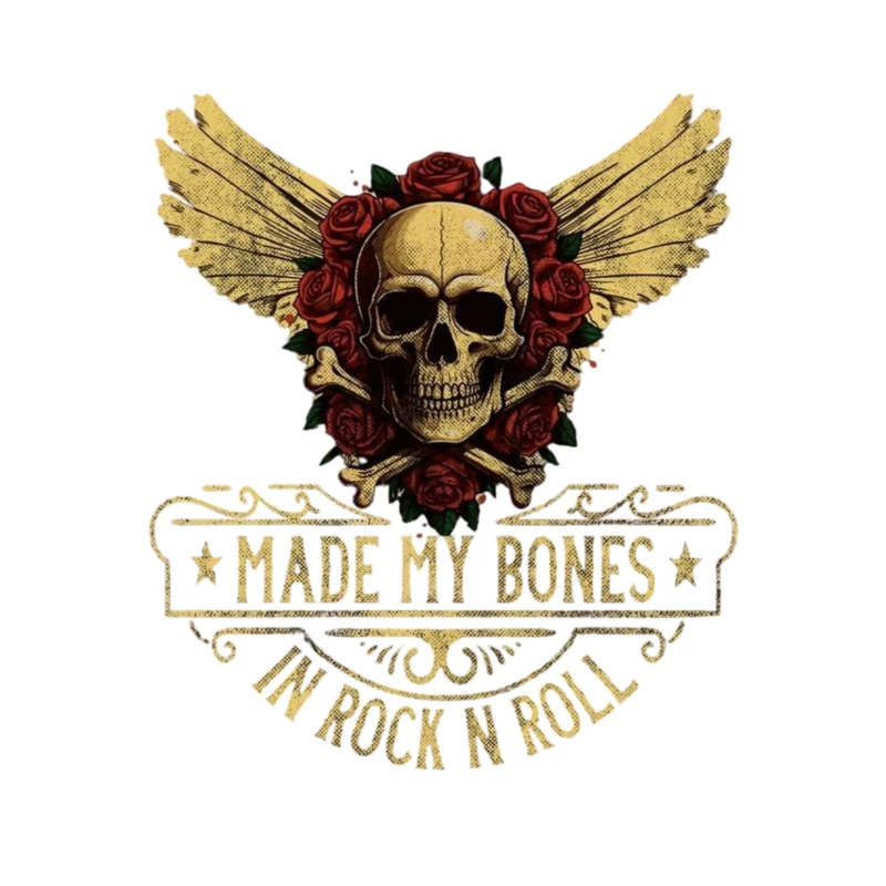 Rock and Roll Skull Design Throw Pillow