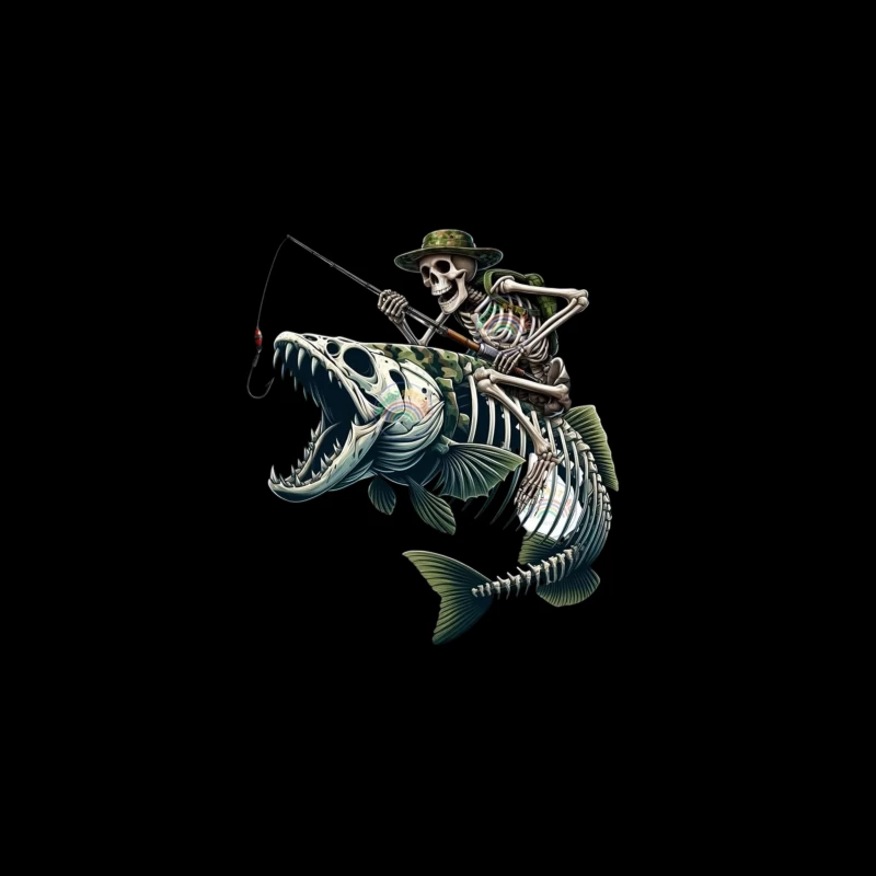 Skeleton Fishing in a Humorous Style Desk Mat