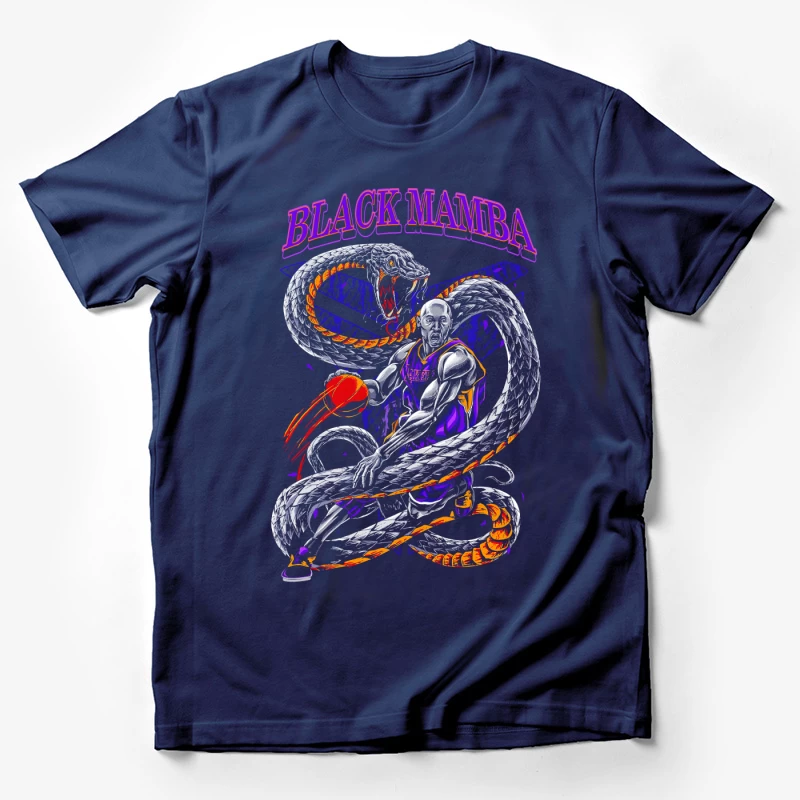 Basketball Illustration of Black Mamba with Snake Male T-Shirt