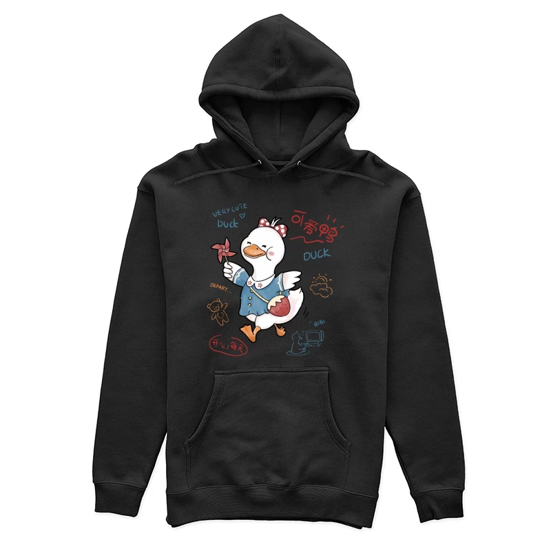 Fröhliche Ente mit Windrad Damen Pullover Hoodie