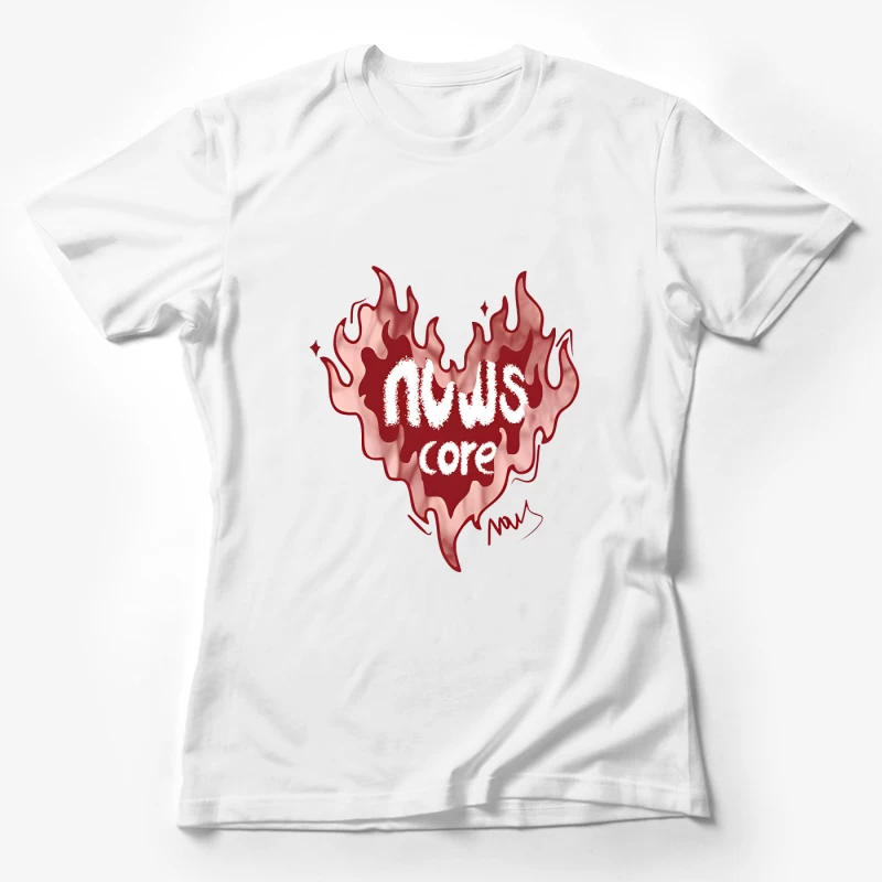 Flammendes Herzdesign mit Core-Feeling Damen T-Shirt