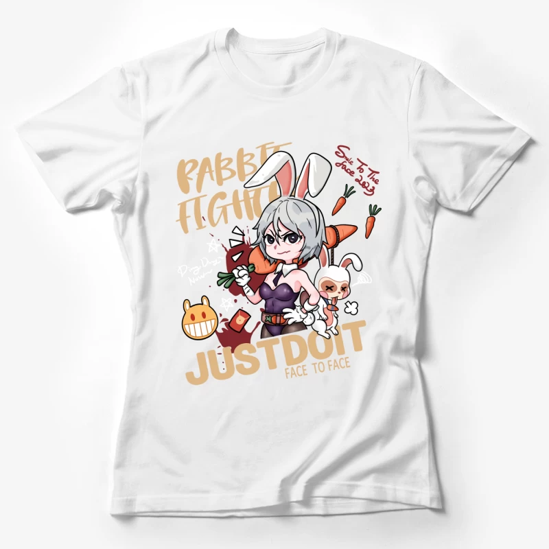Häschenkampf-Design Damen T-Shirt