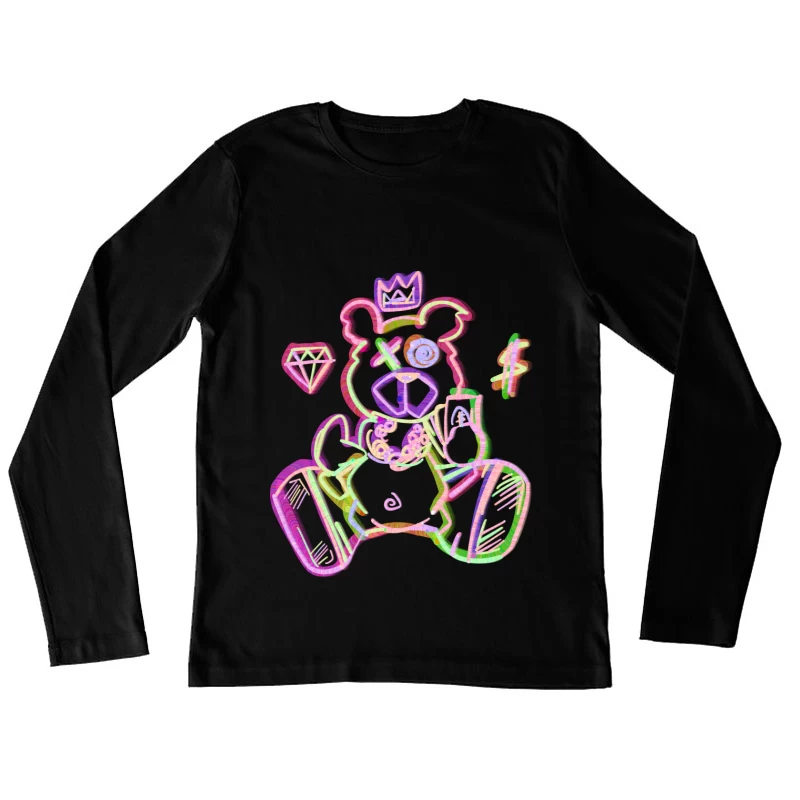 Neon Bärenkunst mit Kronen und Schmuck Damen Langarm T-Shirt