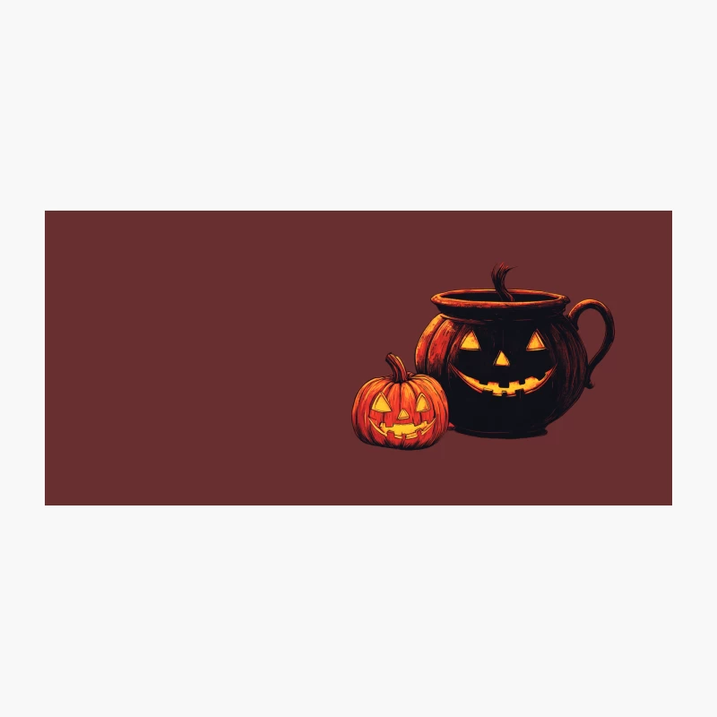 Spooky Halloween Jack-o'-Lantern Cauldron and Carved Pumpkin Coffee Mug