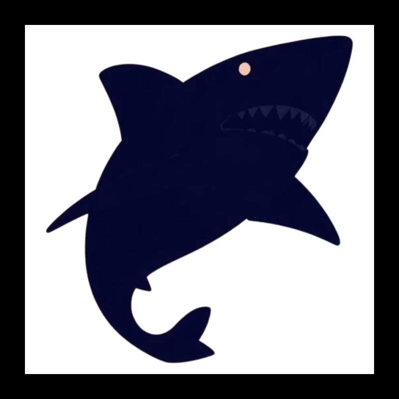 Navy Blue Cartoon Shark Silhouette Pin