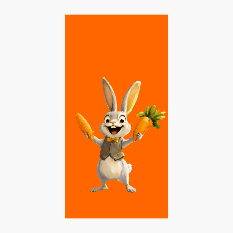 Cheerful Animated Bunny Holding Carrots iPhone Case