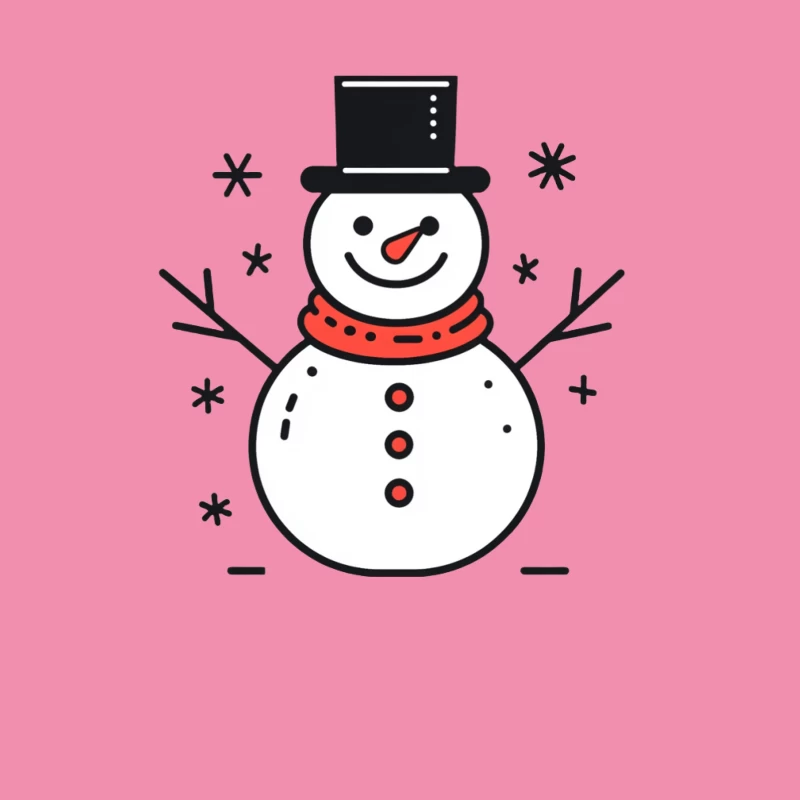 Cartoon Holiday Snowman Winter Illustration Female T-Shirt