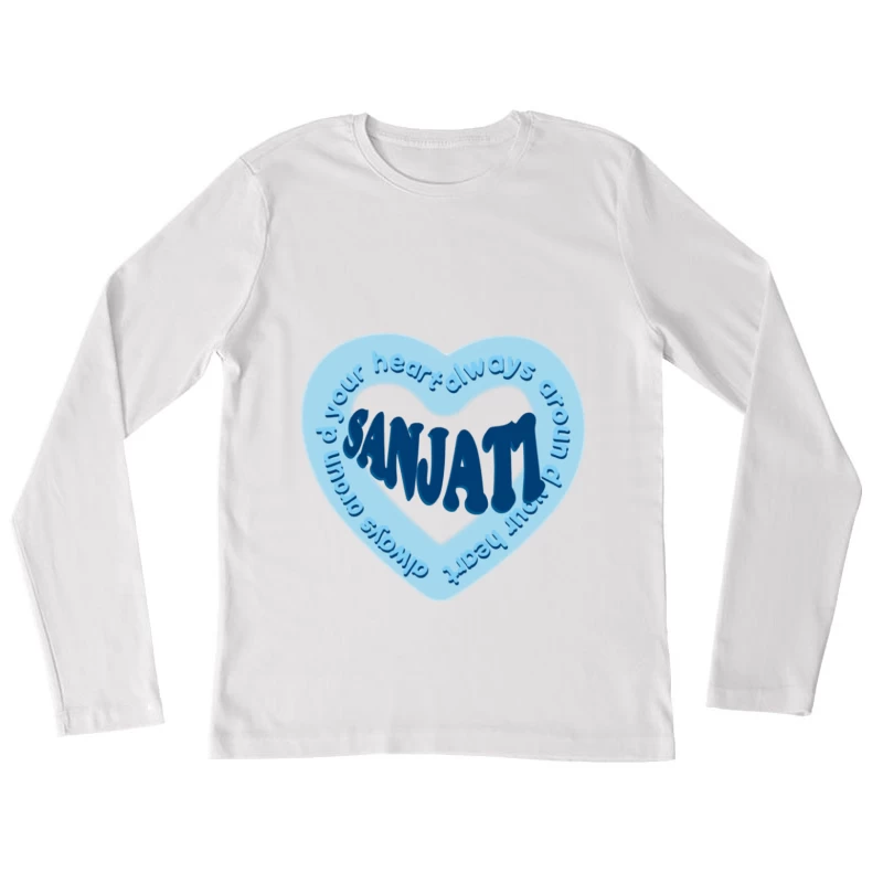 Herzmuster mit Schriftzug Damen Langarm T-Shirt