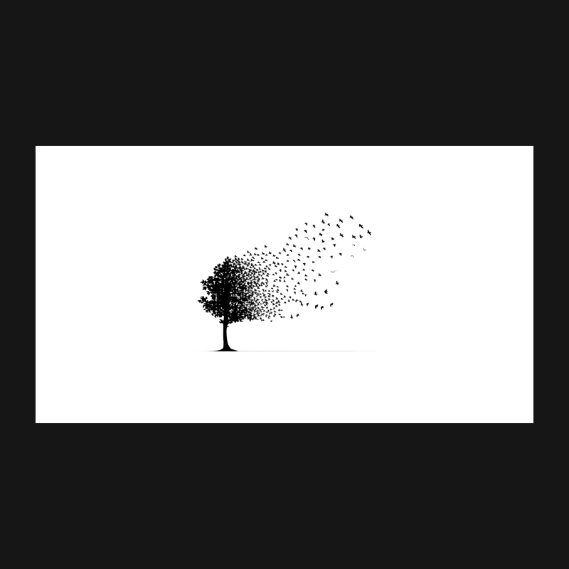 Silhouette Tree Transforming into Flying Birds: A Minimalist Nature Artwork Desk Mat