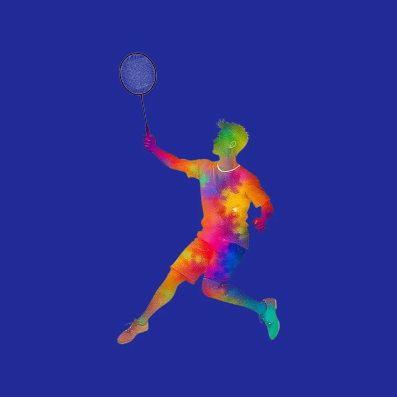 Colorful Badminton Player in Action Tapestry