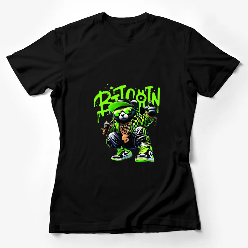 Ours Graffiti avec Thème Bitcoin Femme T-Shirt