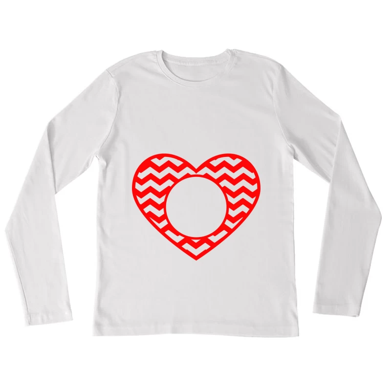 Cœur à zigzag rouge avec cercle Femme Manches Longues T-Shirt