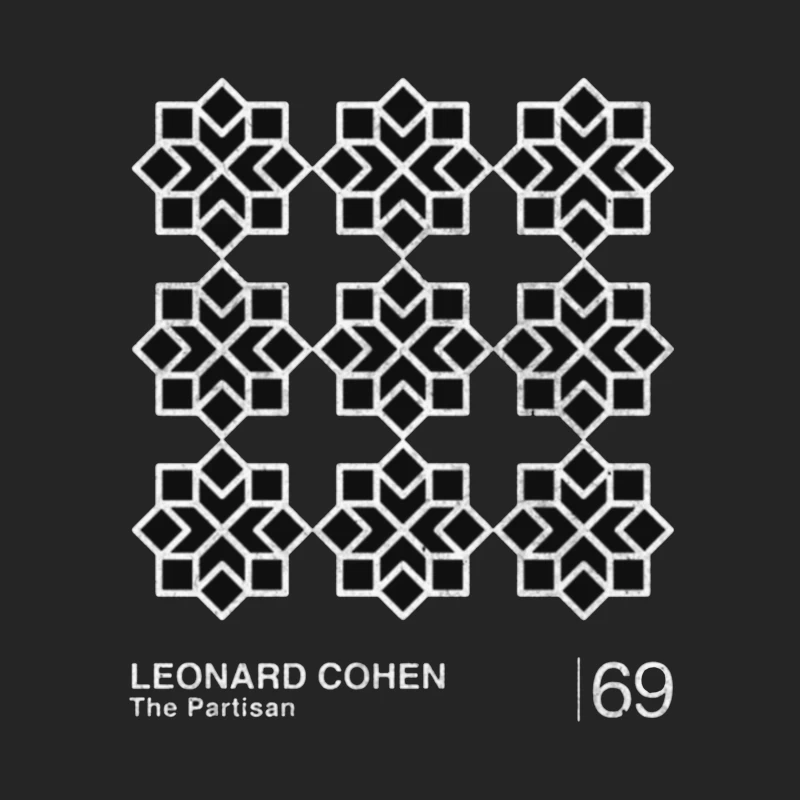 Leonard Cohen's "The Partisan" Minimalist Album Cover with Geometric Star Pattern Male Pullover Sweatshirt