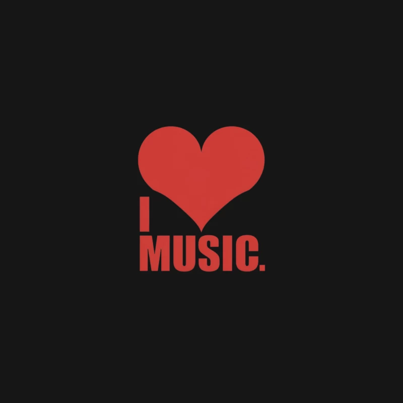 I Love Music: Simple Red Heart Typography Design Mouse Pad