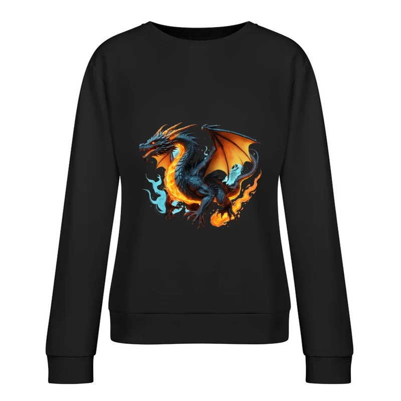 Majestic Fire Dragon Artwork Female Pullover Sweatshirt