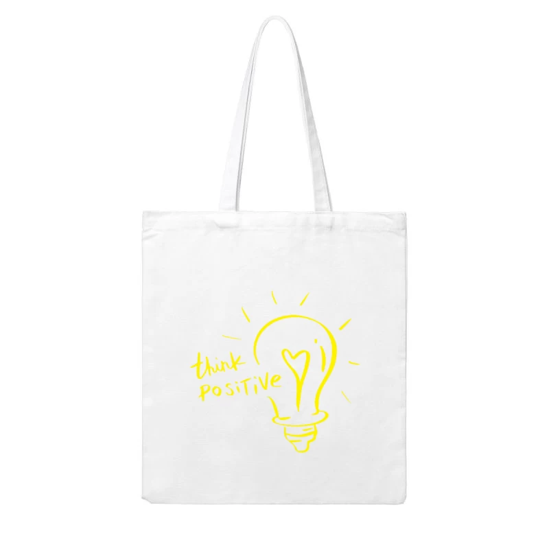 Positive Thinking Light Bulb Illustration Cotton Tote Bag