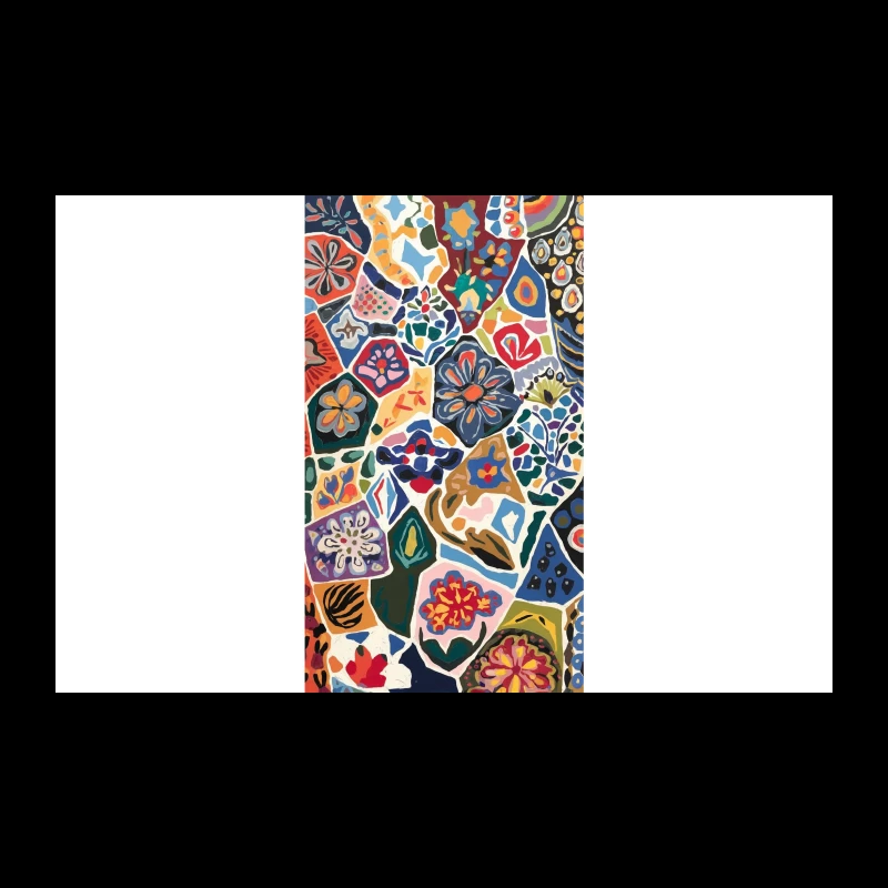 Vibrant Abstract Floral Mosaic in Folk Art Style Travel Mug