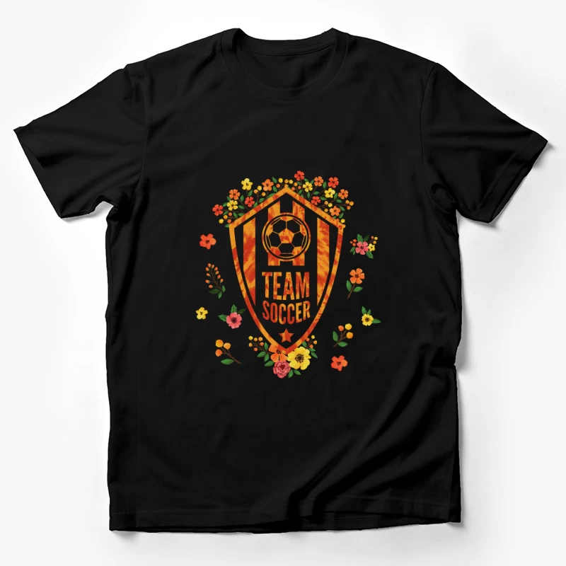 Florales Fußball-Design mit Blumenverzierung Herren T-Shirt