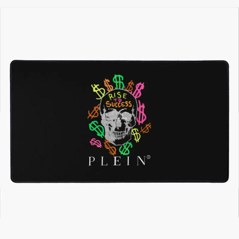 Colorful Skull Money Motivation Art: Rise to Success Desk Mat