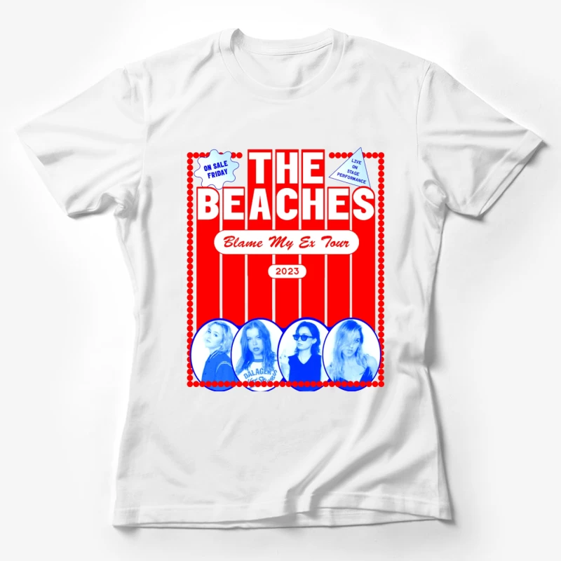 The Beaches 'Blame My Ex' 2023 Tour Retro-Style Concert Poster Female T-Shirt